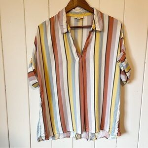 Style & Co Multicoloured Striped Blouse Top. Size Large.